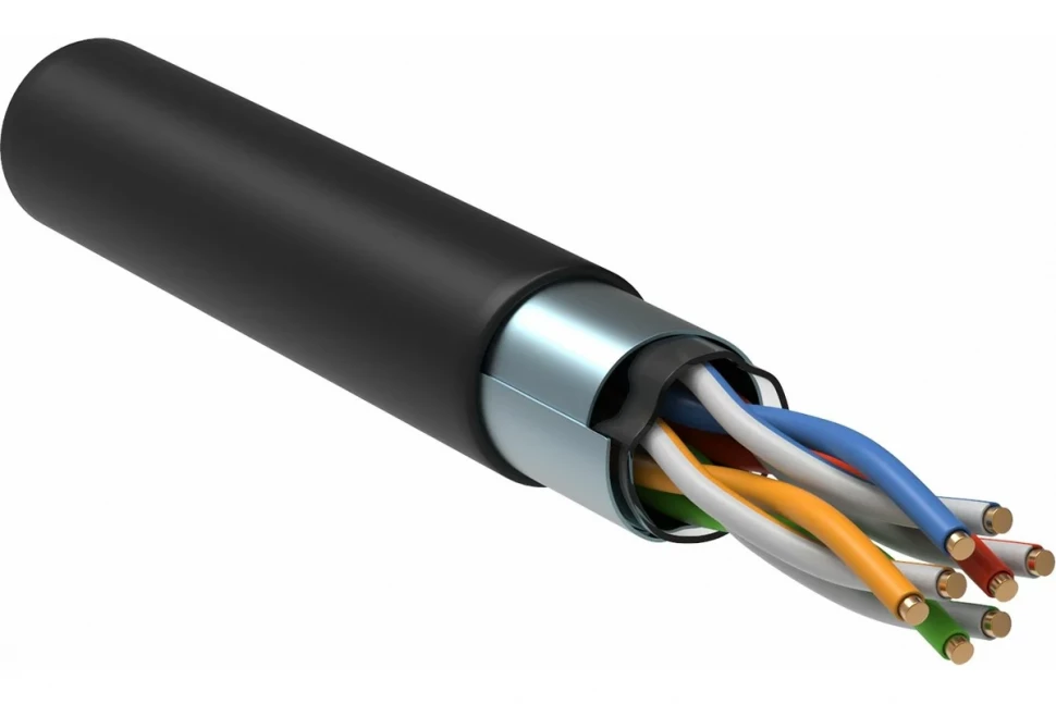 Кабель витая пара F/UTP кат.5E 4х2х24AWG solid CU LDPE Outdoor черн. (м) в Ростове-на-Дону в Ростове-на-Дону