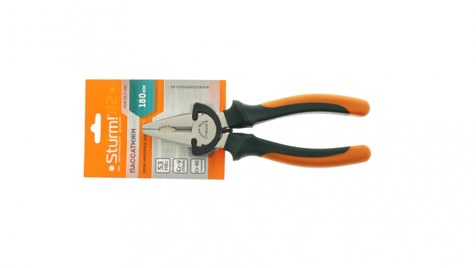 Пассатижи, 180мм, TPR рукоятки, никелированные, Sturm!