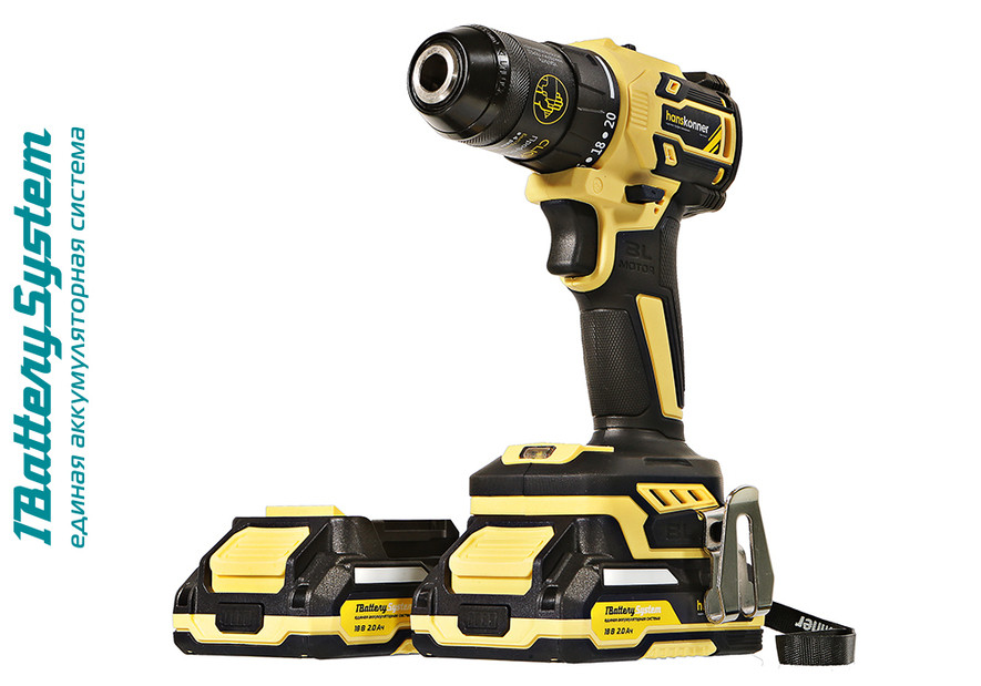 Дрель аккумуляторная б/щ Hanskonner HCD2065BLC 1BatterySystem в Ростове-на-Дону в Ростове-на-Дону