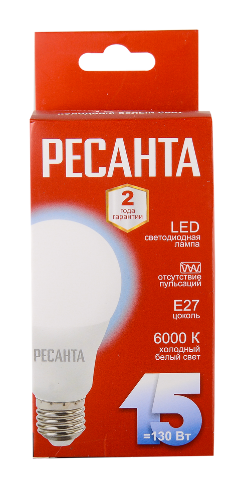 Лампа светодиодная Ресанта LL-R-A65-15W-230-6K-E27 в Ростове-на-Дону в Ростове-на-Дону