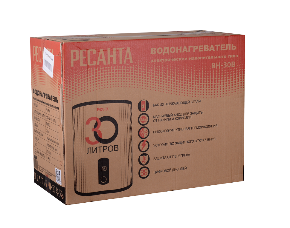 Водонагреватель накопительный ВН-30В Ресанта
