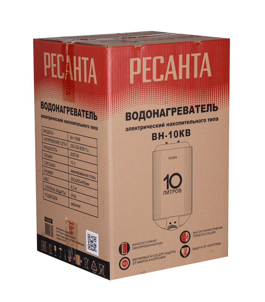 Водонагреватель накопительный ВН-10КВ Ресанта