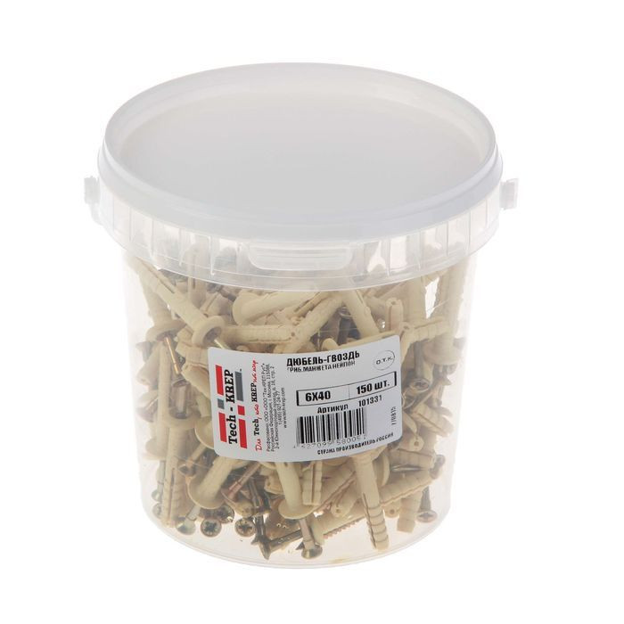 Дюбель-гвоздь 6х40 пот. манжета (нейлон) (уп.150шт) Tech-KREP 101330