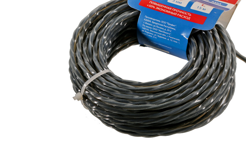 Леска для триммера, d=3.0 мм, l=15м, круч. Квадрат усилен., желтый  СОЮЗ