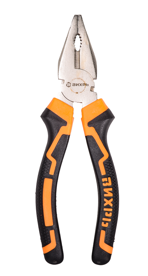 Плоскогубцы (пассатижи), 160мм., никелированные, двухкомпонентные рукоятки, Вихрь
