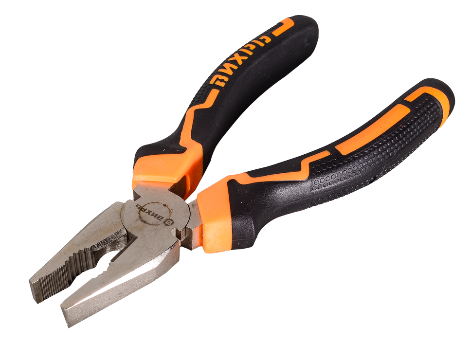 Плоскогубцы (пассатижи), 160мм., никелированные, двухкомпонентные рукоятки, Вихрь