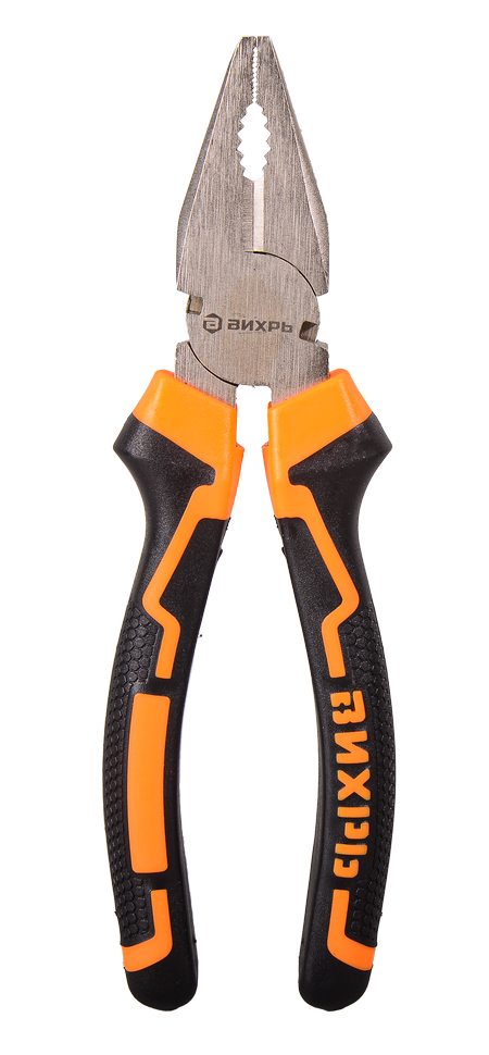 Плоскогубцы (пассатижи), 180мм., никелированные, двухкомпонентные рукоятки, Вихрь