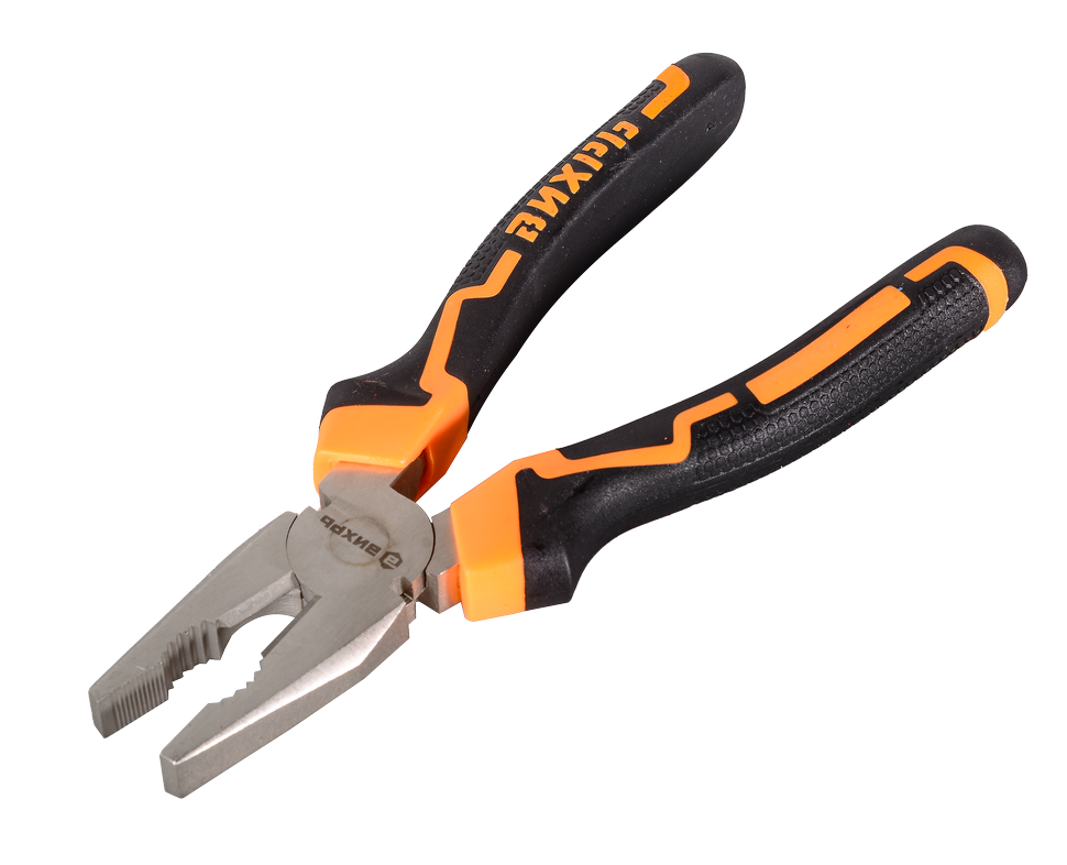 Плоскогубцы (пассатижи), 200мм., никелированные, двухкомпонентные рукоятки, Вихрь