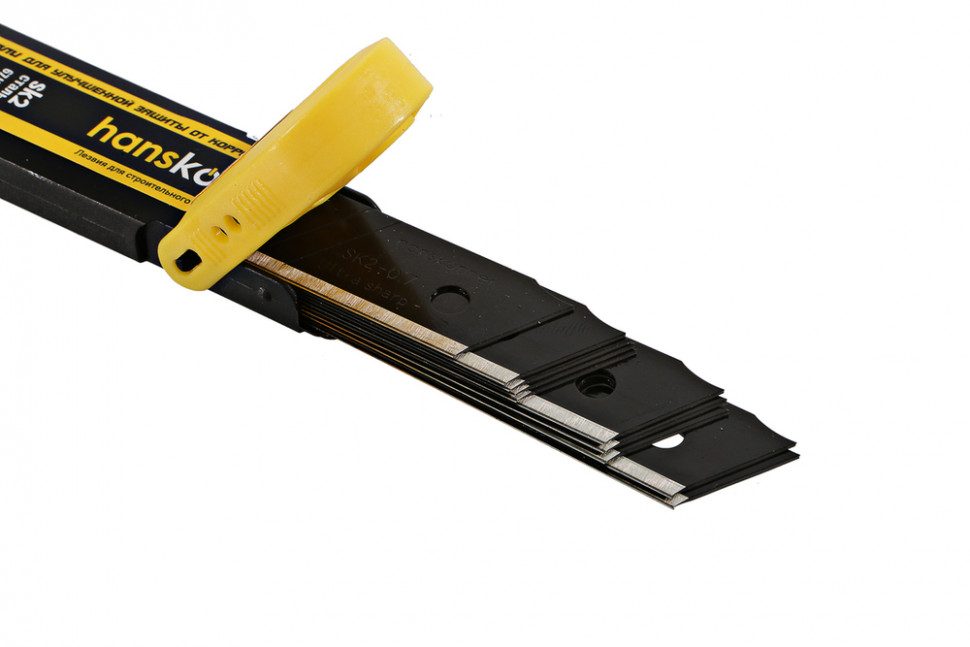 Лезвия 18мм, 10шт, оксидированные, SK2 сталь, толщина 0.7мм, Hanskonner