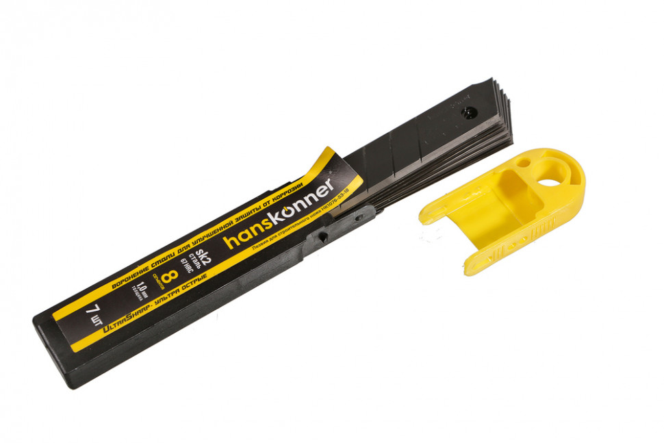 Лезвия 18мм, 7шт, оксидированные, SK2 сталь, толщина 1.0мм, Hanskonner