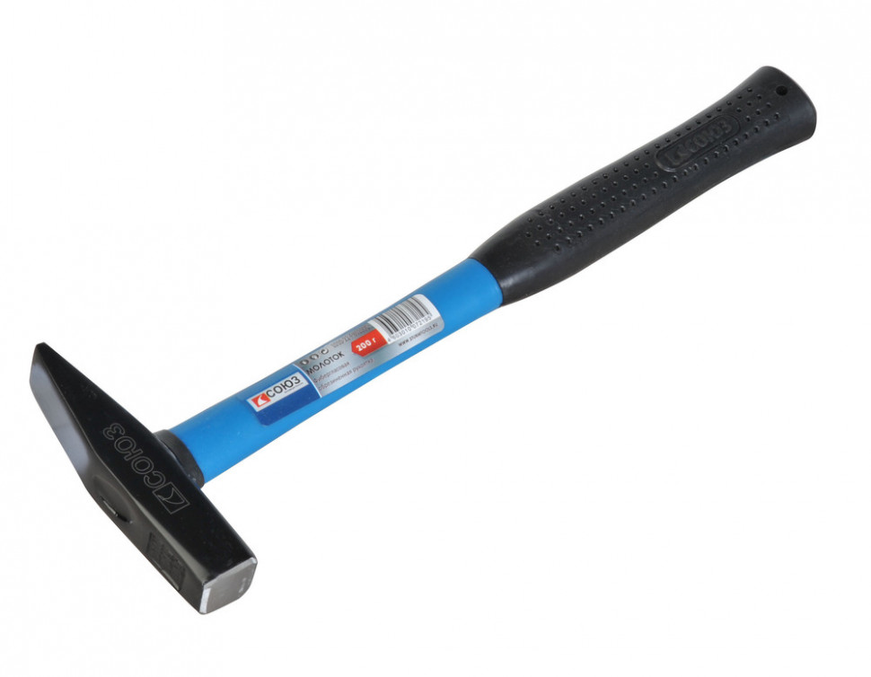Молоток слесарный, кованый боек, 200 г, фибергласовая рукоятка, СОЮЗ