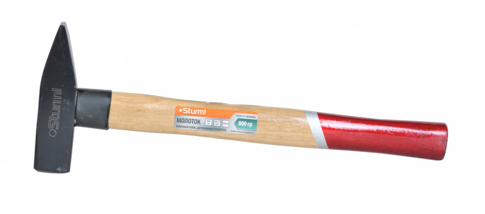 Молоток слесарный кованый боек, 800 г, деревянная рукоятка Sturm!
