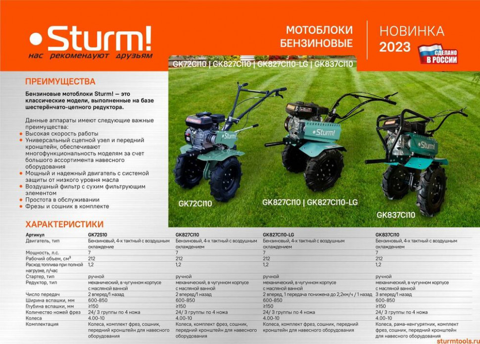 Мотоблок бензиновый Sturm! GK72CI10 в Ростове-на-Дону в Ростове-на-Дону
